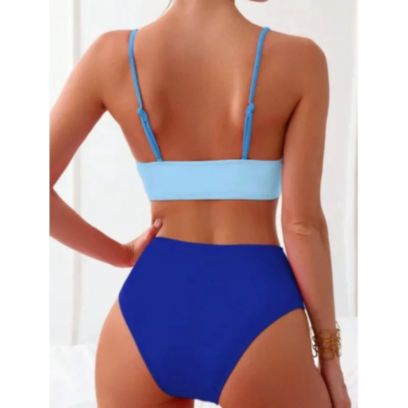 2026 New Patchwork Two-Piece bikini Swimsuit Sexy Women Tight Hollow Swimsuit Backless Swimwear Cross Push Up Beach Bathing Suit