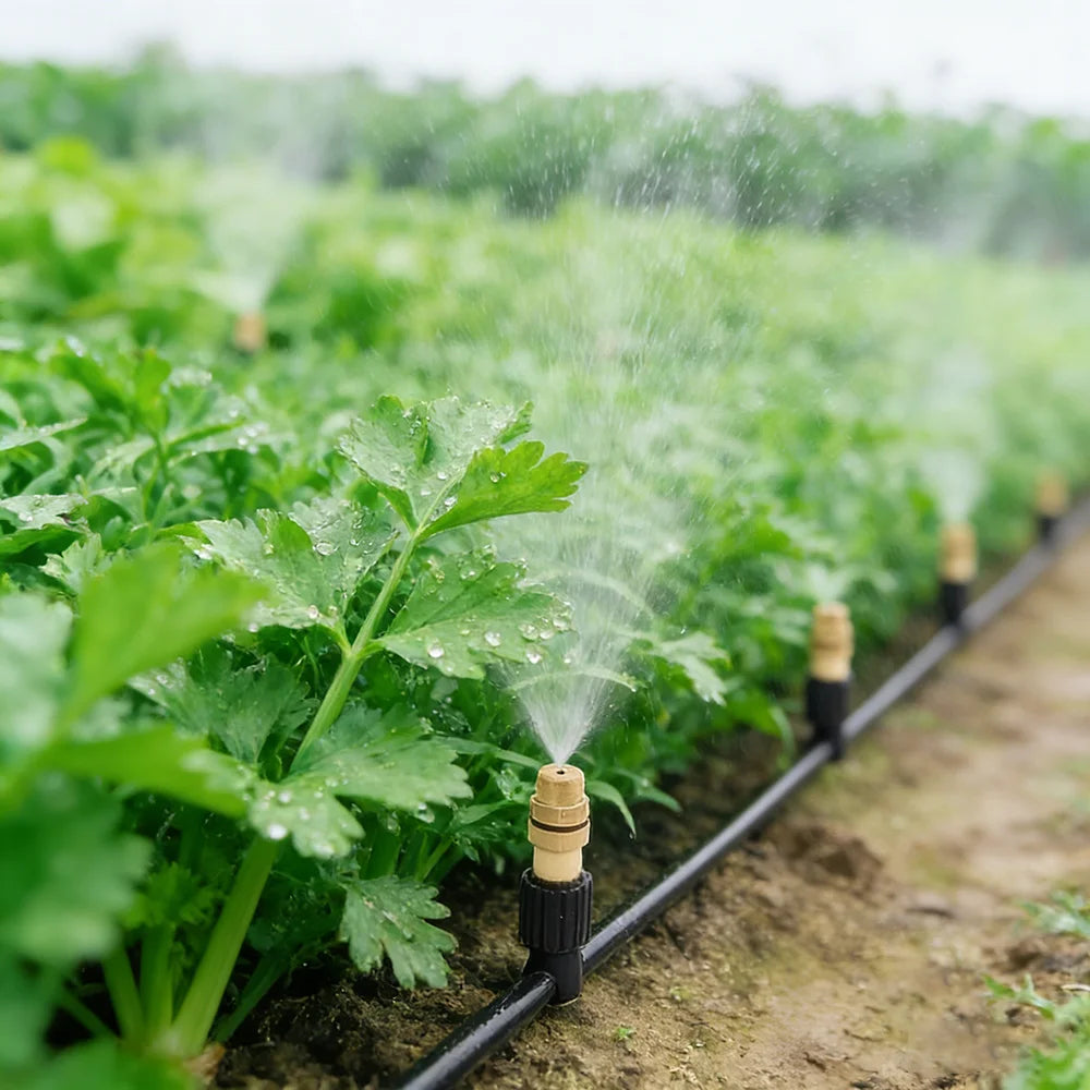 10pcs Three-way Irrigation Atomizing Nozzle, 4/7 Micro-tube, Adjustable Flow Rate Moisturizing Cooling Dust Removal Nozzl