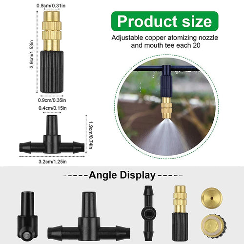 10pcs Three-way Irrigation Atomizing Nozzle, 4/7 Micro-tube, Adjustable Flow Rate Moisturizing Cooling Dust Removal Nozzl