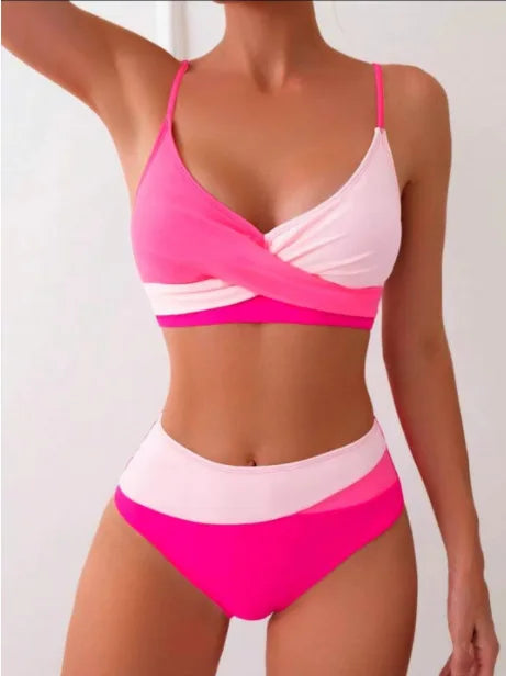 2026 New Patchwork Two-Piece bikini Swimsuit Sexy Women Tight Hollow Swimsuit Backless Swimwear Cross Push Up Beach Bathing Suit