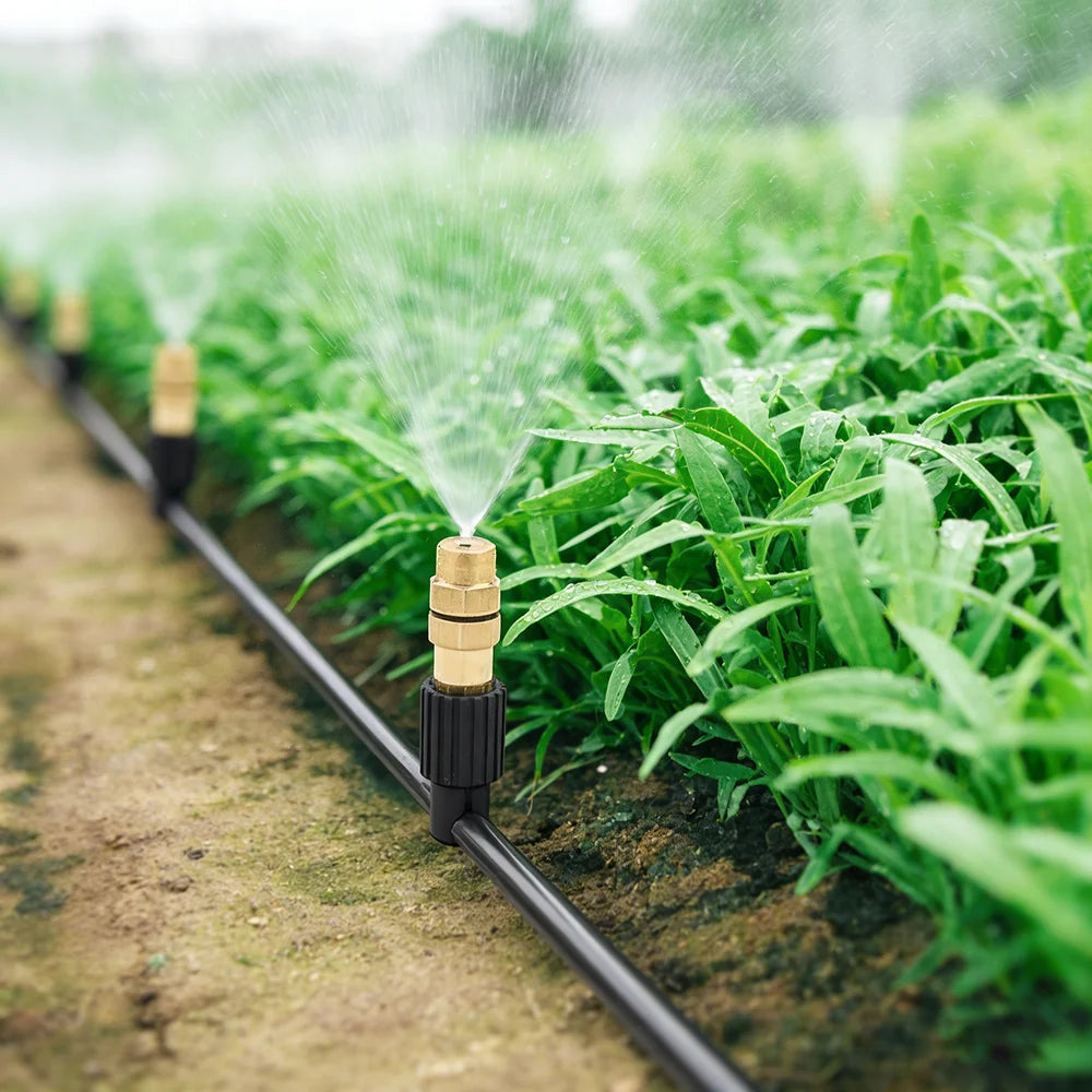 10pcs Three-way Irrigation Atomizing Nozzle, 4/7 Micro-tube, Adjustable Flow Rate Moisturizing Cooling Dust Removal Nozzl