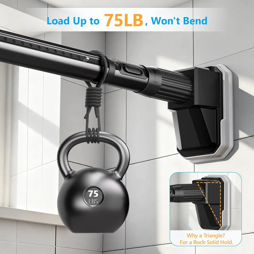 Adjustable Tension Curtain Rods, No Drilling, 41-139 Inch, Heavy Duty for Shower Patio Windows Room Divider, Anti-Slip Black