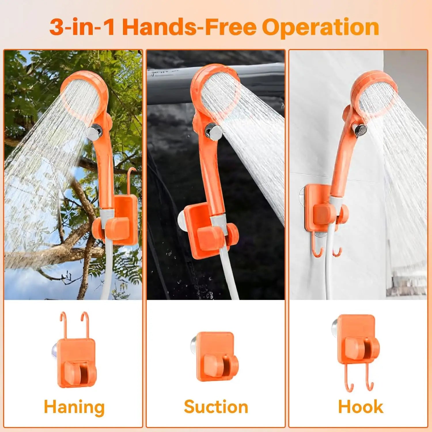 Portable Camping Shower with Heater, 6000mAh Rechargeable, 2000W Immersion Heater, LED Display for Travel Hiking Car Pet