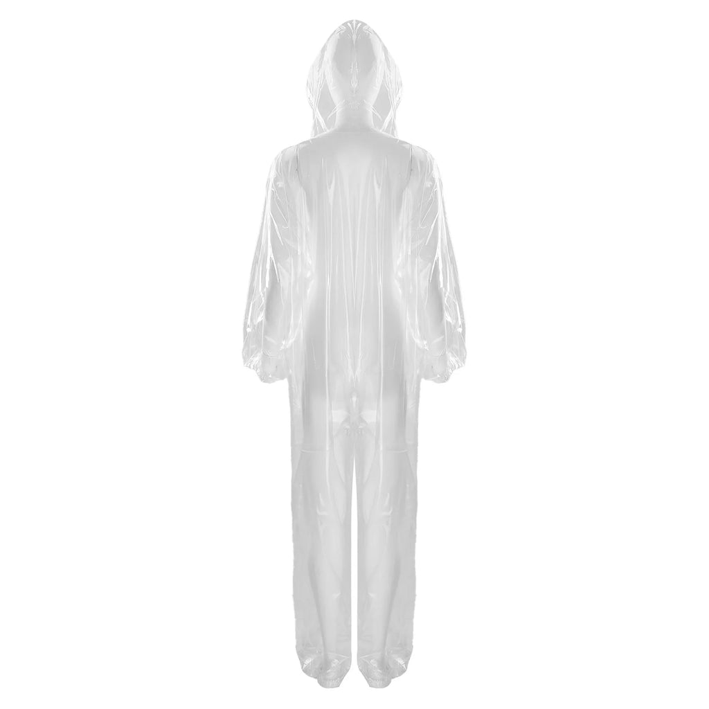 Adults Transparent Full-body Hooded Raincoat Portable Convenient One-piece Waterproof Raincoat Jumpsuit for Outdoor Workwear