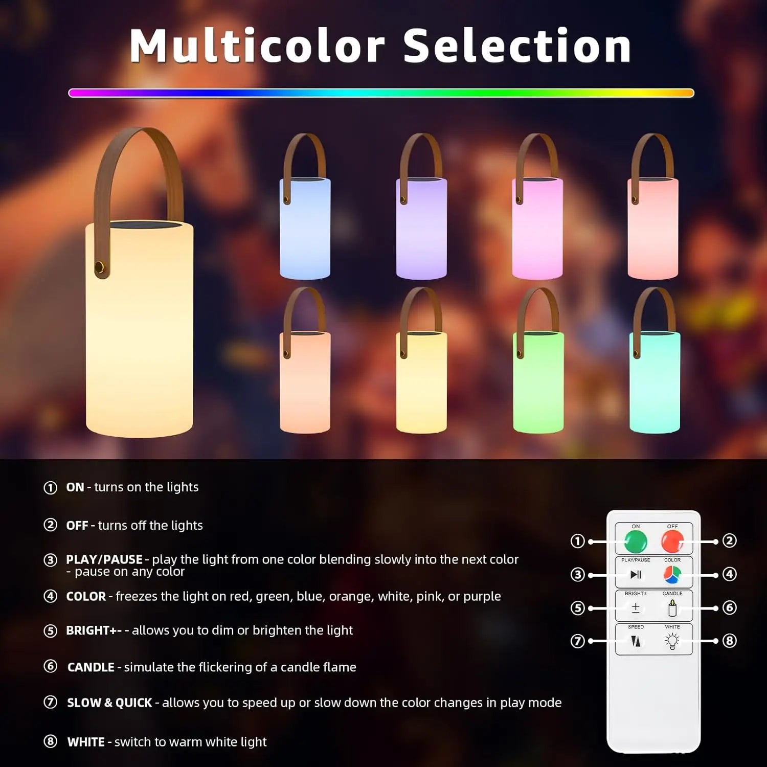 2-Pack Solar Lanterns Outdoor Waterproof LED Warm RGB Portable Rechargeable Lights for Patio Camping