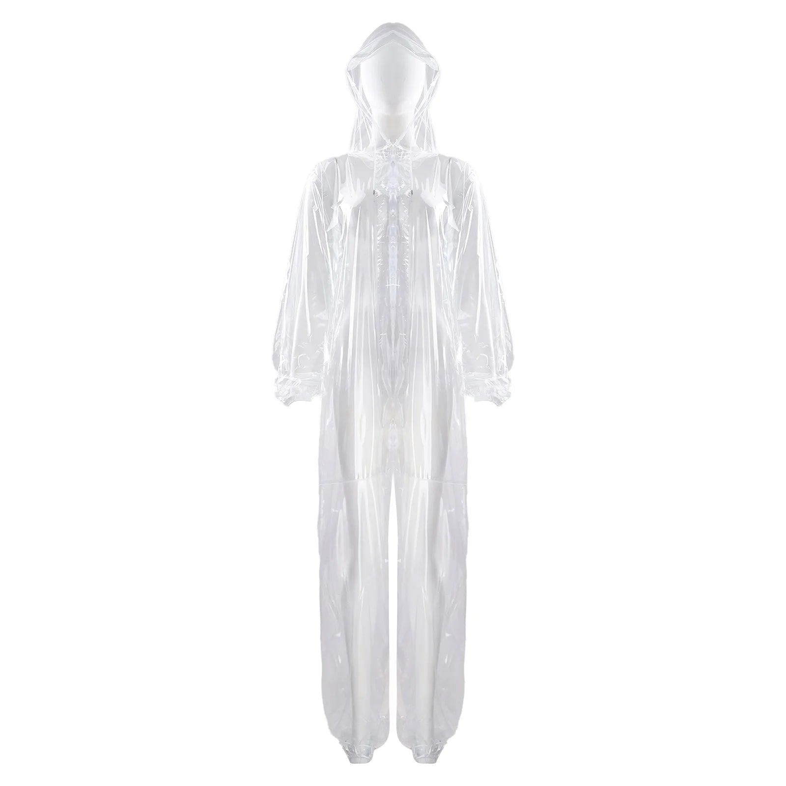 Adults Transparent Full-body Hooded Raincoat Portable Convenient One-piece Waterproof Raincoat Jumpsuit for Outdoor Workwear